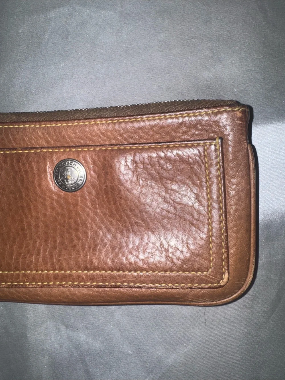 Coach Tan Brown Leather Wristlet Clutch